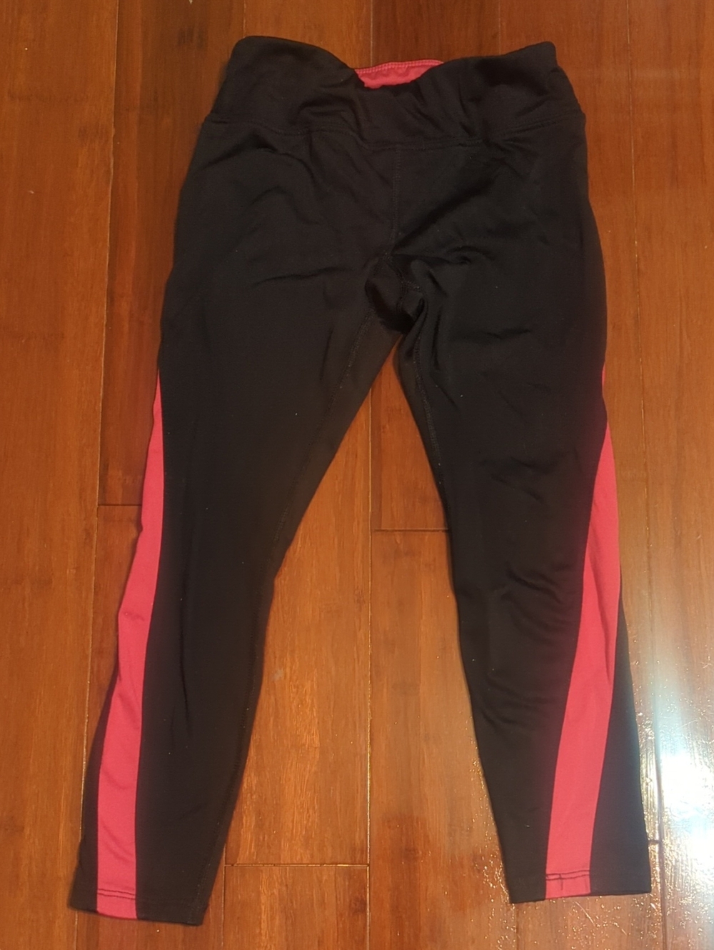 Athletic Works Black Leggings with Pink Side Stripes